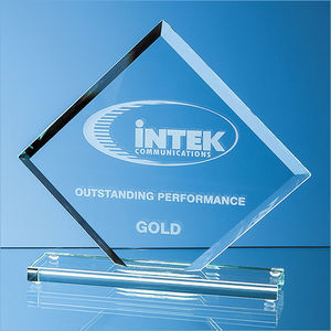 19cm x 22cm x 1cm Jade Glass Bevelled Edge Square Award