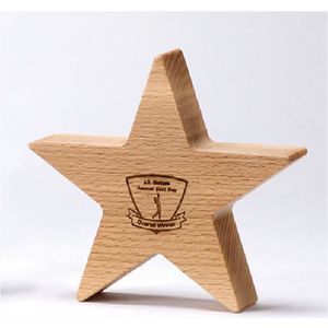 16cm x 16cm x 3.5cm Beech 5 Pointed Star Award