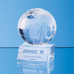 8cm Optical Crystal Globe Mounted on a Clear Crystal Base