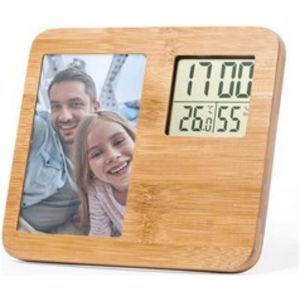 Bamboo photo frame weather station