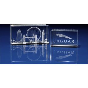 Crystal Rectangle Paperweight 3D Engraved