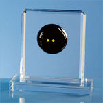 15cm Optical Crystal Squash Ball Rectangle Award