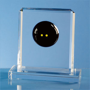 15cm Optical Crystal Squash Ball Rectangle Award