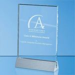15cm x 10cm x 1cm Clear Glass Rectangle on an Aluminium Base