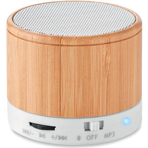 Round Bamboo Wireless Speaker