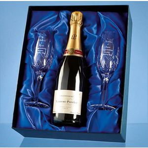 Double Champagne Flute Gift Set with a 75cl Bottle of Laurent Perrier Champagne