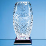 25cm Lead Crystal Panelled Oval Vase