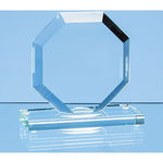 10cm x 10cm x 12mm Jade Glass Bevelled Edge Octagon Award