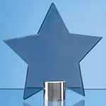 11.5cm Smoked Glass Star Mounted on a Brushed Aluminium Base