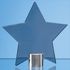 11.5cm Smoked Glass Star Mounted on a Brushed Aluminium Base
