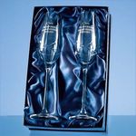 2 Diamante Champagne Flutes with a Kiss Cut Design in a Satin Lined Gift Box