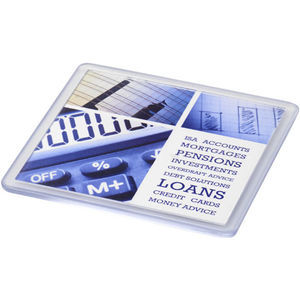 PF Manufactured Ellison square plastic coaster with paper insert