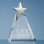 15cm Optical Crystal Triangle Award with Silver Star