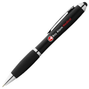 Bullet Nash coloured stylus ballpoint pen with black grip