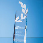 30cm Optical Crystal Rectangle with Silver Laurel Leaf