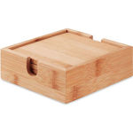 4 Bamboo Coasters And Holder