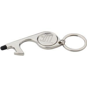 Keyring anti-contact holder for door opening touch pen and shopping cart coin