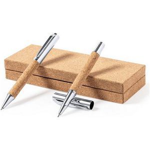 Cork writing set ball pen and roller ball pen
