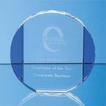 20.5cm Clear & Cobalt Blue Optical Crystal Column Circle Award
