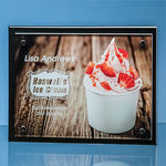 20cm x 28cm x 5mm Clear Glass Rectangle mounted on a 17mm Thick Black Wood Plaque