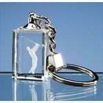 3D Driving Golfer Optical Crystal Keyring