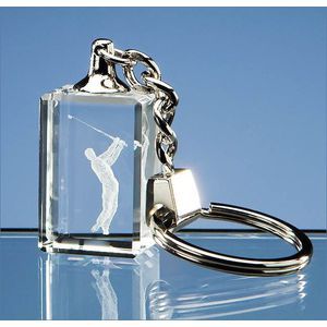 3D Driving Golfer Optical Crystal Keyring