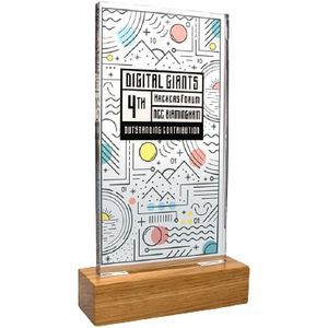 Acrylic Awards with Real Wood Base - Large