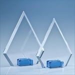 16cm Optical Crystal Diamond with a Cobalt Blue Base