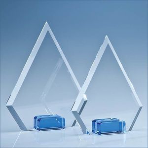 16cm Optical Crystal Diamond with a Cobalt Blue Base