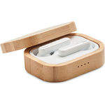 Tws Earbuds In Bamboo Case
