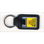 Leather fob with stainless steel printed medallion