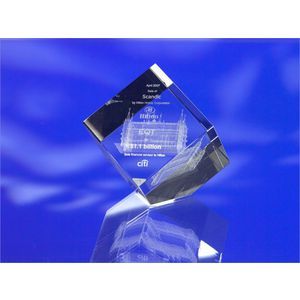3d Laser Engraved Cut Corner Cube Award / Paperweight