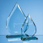 15cm x 10.5cm x 19mm Jade Glass Facetted Diamond Peak Award