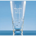 25cm Diamante Conical Vase with Spiral Design Cutting