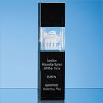 26cm Clear & Onyx Black Optical Crystal Square Column Award