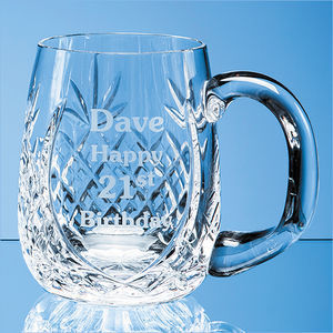 0.45ltr Lead Crystal Barrel Panel Tankard