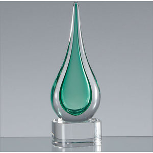 18cm Handmade Crystal Emerald Green Teardrop Award