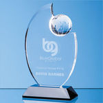 23cm Optical Crystal Globe Award Mounted on an Onyx Black Base