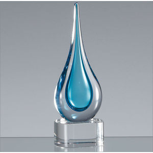 18cm Handmade Crystal Turquoise Blue Teardrop Award