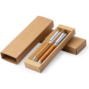 Recycled Leather Writing Set Ball Pen And Roller Ball Pen