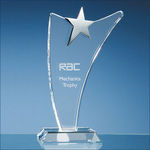 25cm Optical Crystal Swoop Award with Silver Star