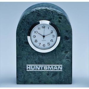 8.5cm Green Marble Bevel Edged Arch Clock