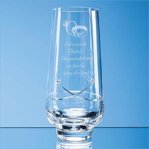 20cm Diamante Tapered Vase with a Kiss Cut Design