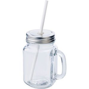 Drinking jar 480 ml with straw