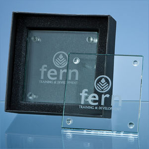 4 off 10cm Jade Glass Square Coasters in a Gift Box