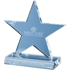 13cm Optical Crystal 5 Pointed Star on Base Award