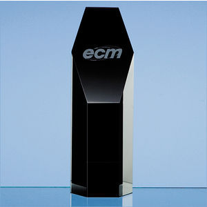 19cm Onyx Black Optical Crystal Hexagon Award