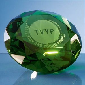 10cm Optical Crystal Green Diamond Paperweight