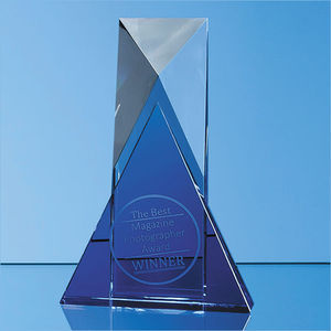 18cm Nik Meller Design Clear Optical Crystal & Cobalt Blue Mixx Award