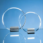 17.5cm Optical Crystal Circle mounted on a Chrome Stand
